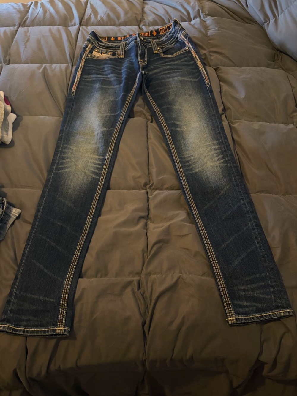 Rock Revival Women’s Straight Leg Jeans - Dark Blue with Fading